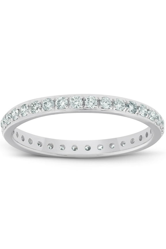 Pompeii 1/2ct Lab Grown Created Diamond Wedding Ring Womens Eternity Band 10k White Gold