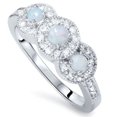 thumbnail image 1 of Pompeii 1/2ct Opal Diamond 3-Stone Halo Ring 14K White Gold (G/H,I1-I2), 1 of 3