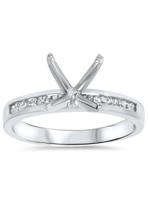 Pompeii 1/2ct Princess Cut Diamond Semi Mount Mountings Ring 14k White Gold (G/H,I1)