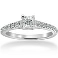 thumbnail image 1 of Pompeii 1/2ct Princess Cut Pave Diamond Engagement Ring 14K White Gold (G,I2), 1 of 3