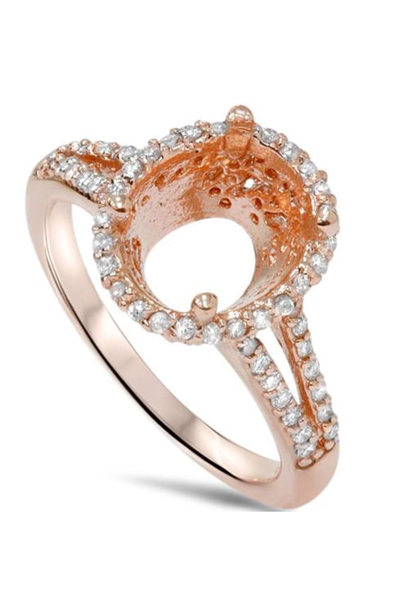 Pompeii 1/2ct Rose Gold Split Shank Halo Diamond Ring Setting For Oval 14K (G/H,SI2-I1)