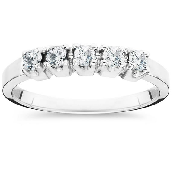 Pompeii 1/2ct Round Diamond Wedding Anniversary White Gold Ring (G/H,I2)