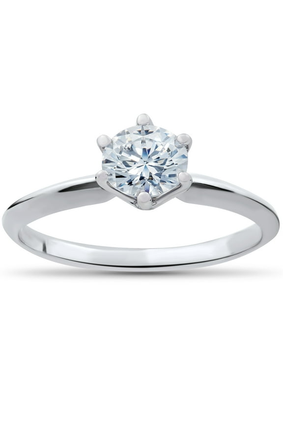 Pompeii 1/2ct Round Solitaire Diamond Engagement Ring 14k White Gold ((G-H),SI(1)-SI(2))