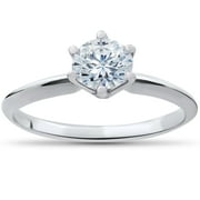 Pompeii 1/2ct Round Solitaire Diamond Engagement Ring 14k White Gold ((G-H),SI(1)-SI(2))