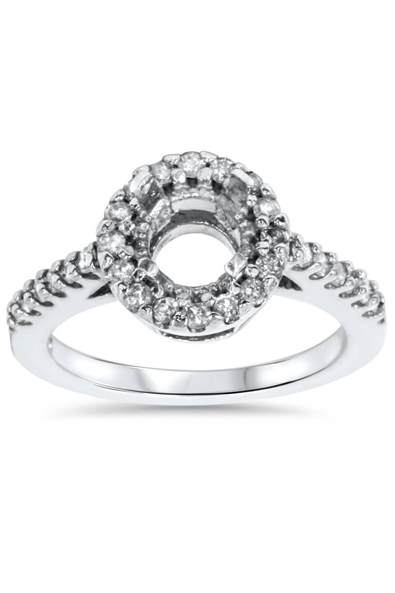 Pompeii 1/2ct SI Pave Halo Diamond Engagement Ring Setting 14K White Gold (G/H,SI)