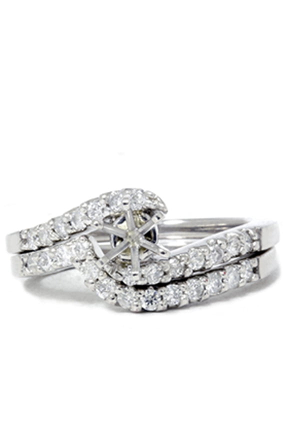 Pompeii 1/2ct Semi Mount Engagement Curve Wedding Ring Set 14K (G/H,I1)