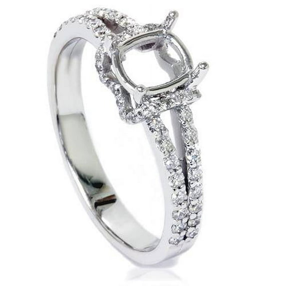 Pompeii 1/2ct Split Shank Diamond Engagement Ring Setting 14K White Gold (G/H,VS)