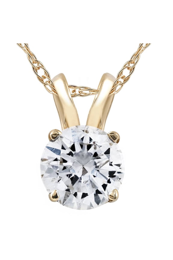 Pompeii 1/2ct TW Yellow Gold Round Diamond Solitaire Pendant 14K (G/H,I1)