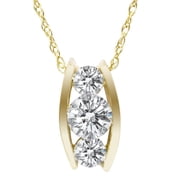 Pompeii 1/2ct Three Stone 3 Diamond Pendant 14K Yellow Gold (H,I1-I2)