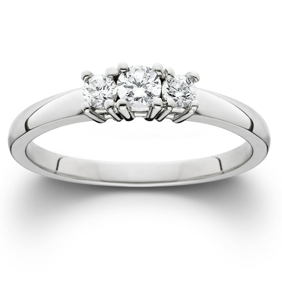 Pompeii 1/2ct Three Stone Diamond Ring 14K White Gold (H-I,SI)