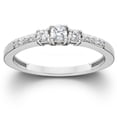 thumbnail image 1 of Pompeii 1/2ct Three Stone Round Diamond Engagement Ring 14K White Gold (H,I1), 1 of 2