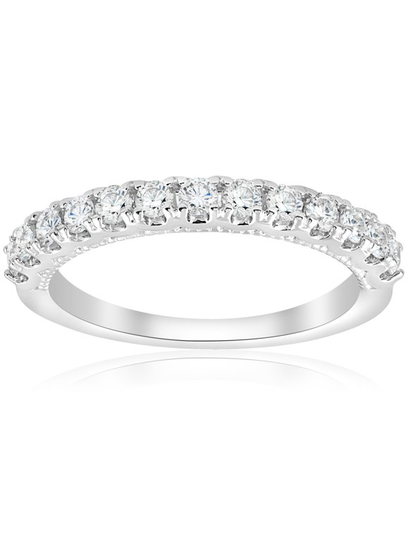 Pompeii 1/2ct U Prong Diamond Milgrain Wedding Ring 14k White Gold (G/H,I1)