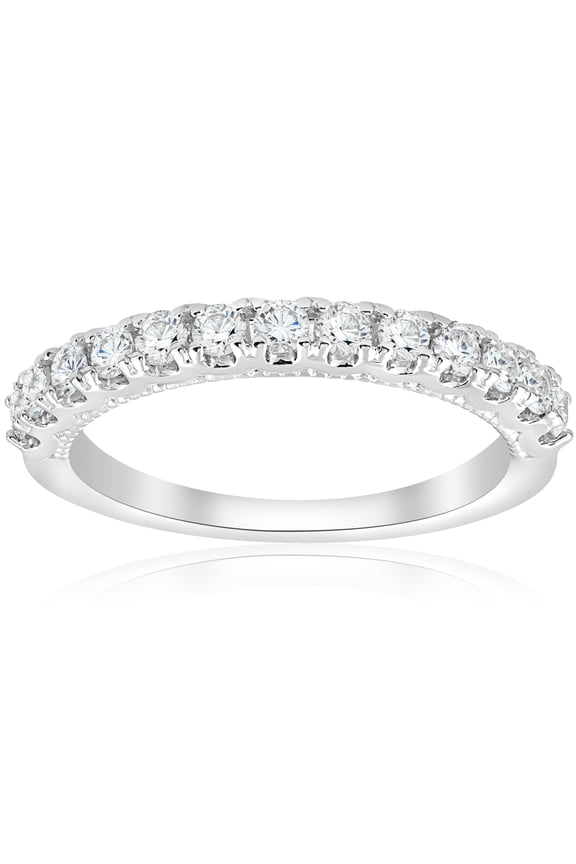 Pompeii 1/2ct U Prong Diamond Milgrain Wedding Ring 14k White Gold (G/H,I1)