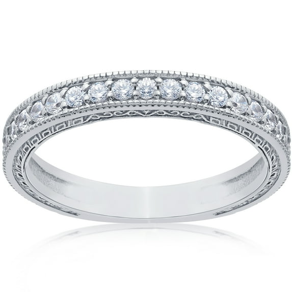 Pompeii 1/2ct Vintage Diamond Wedding Ring 14K White Gold (G/H,I1-I2)