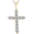 thumbnail image 1 of Pompeii 1/2ct Yellow Gold Diamond Cross Pendant 14K Necklace (G/H,I1), 1 of 5