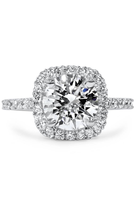 Pompeii 1 3/4 CT Halo Diamond Engagement Ring Round Cut 14K White Gold ((G-H),SI(1)-SI(2))