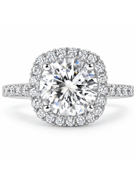 Pompeii 1 3/4 CT Halo Diamond Engagement Ring Round Cut 14K White Gold ((G-H),SI(1)-SI(2))