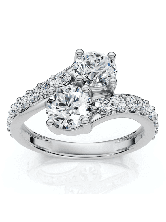 Pompeii 1 3/4 Ct 2-Stone Forever Us Lab Grown Diamond Engagement Ring 14K White Gold
