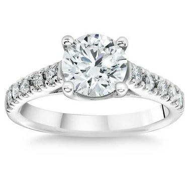 Pompeii 1 3/4 Ct Diamond Engagement Ring Lab Grown 14k White Gold (FG,VS1-VS2)