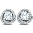 thumbnail image 1 of Pompeii 1 3/4 Ct Halo Diamond Studs Sprial 10.9mm Womens Earrings 14k White Gold (G-H,SI), 1 of 5