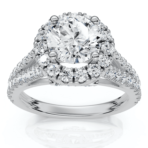 Pompeii 1 3/4Ct Diamond & Moissanite Halo Engagement Ring in 10k Gold (G/H,I1)