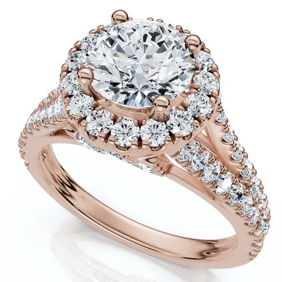 Pompeii 1 3/4Ct Diamond & Moissanite Halo Engagement Ring in 10k Gold (G/H,I1)