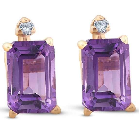 Pompeii 1 3/4ct Emerald Amethyst Stud Earrings 14k Yellow Gold (I,I2)