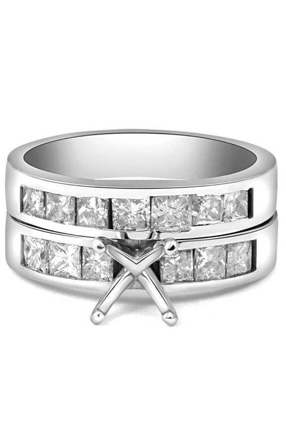 Pompeii 1 3/4ct Princess Cut Diamond Engagement Ring Setting 14K (G/H,SI2-SI3)