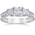thumbnail image 1 of Pompeii 1 3/4ct Vintage Three Stone Princess Cut Diamond Engagement Ring 14K White Gold, 1 of 7