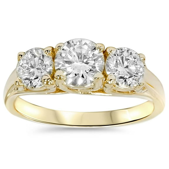 Pompeii 1 3/8ct Gold Three Stone Diamond Ring 14K Yellow Gold (G/H,I1)