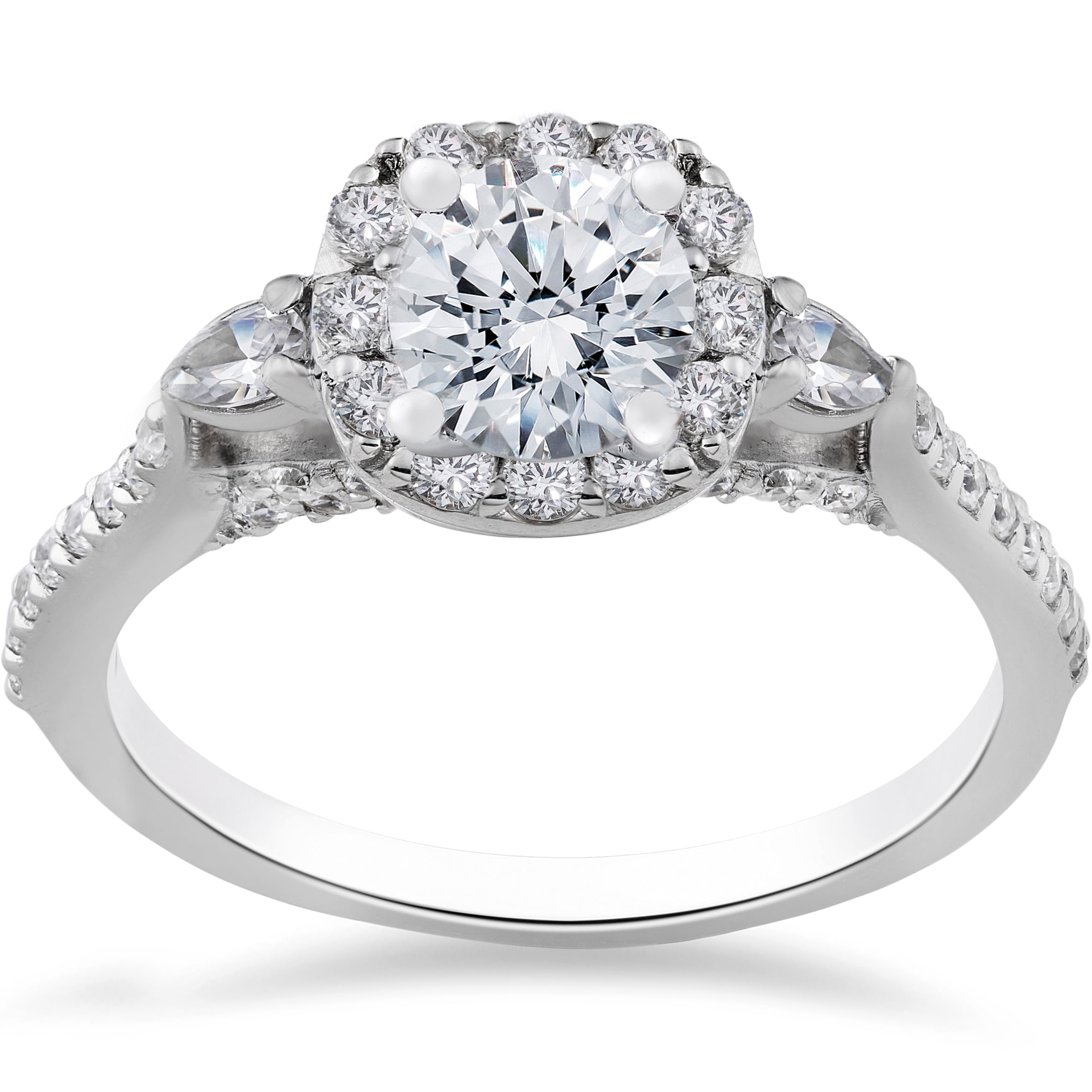 Pompeii 3/8ct Round Diamond Cushion Halo Vintage Engagement Ring