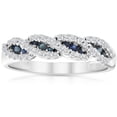 thumbnail image 1 of Pompeii 1/3 Ct Blue Sapphire & Diamond Ladies Swirl Wedding Ring 10k White Gold, 1 of 4