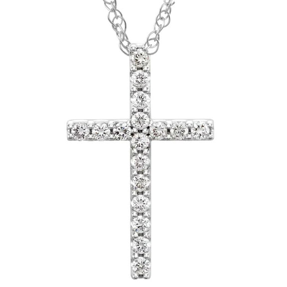 Pompeii 1/3 Ct Diamond Cross Pendant Necklace 18" 10k White Gold 21mm Tall (G/H,I1)