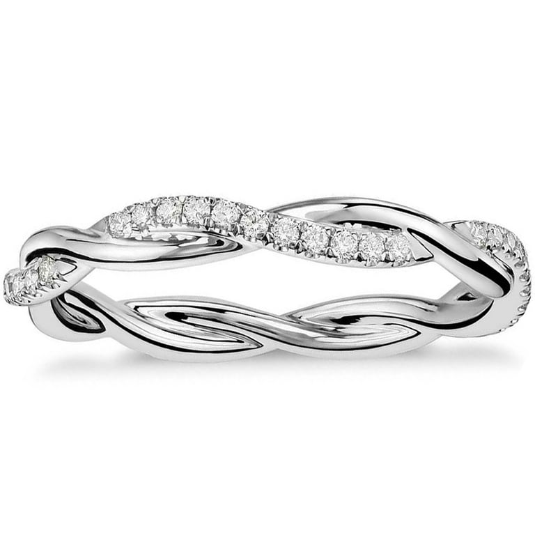 14k White Gold Vined Diamond Eternity Wedding Band Ring 14k White Gold Vined Diamond Eternity Wedding Band Ring