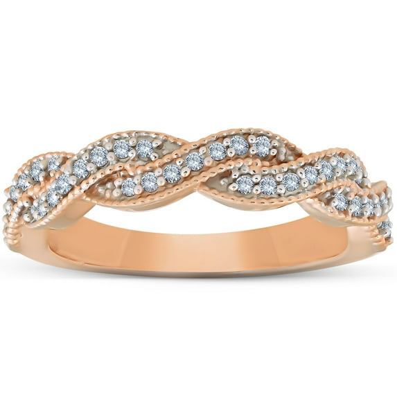 Pompeii 1/3 Ct Diamond Infinity Womens Wedding Anniversary Ring 14k Rose Gold Band