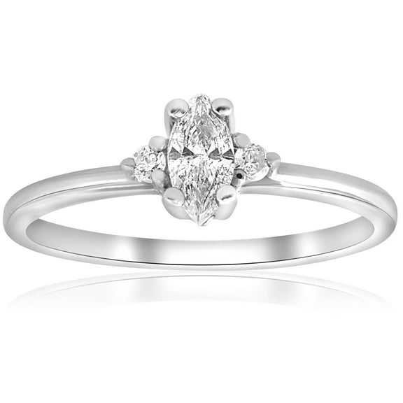Pompeii 1/3 Marquise Diamond Engagement Ring 10k White Gold (I/J,I2-I3)