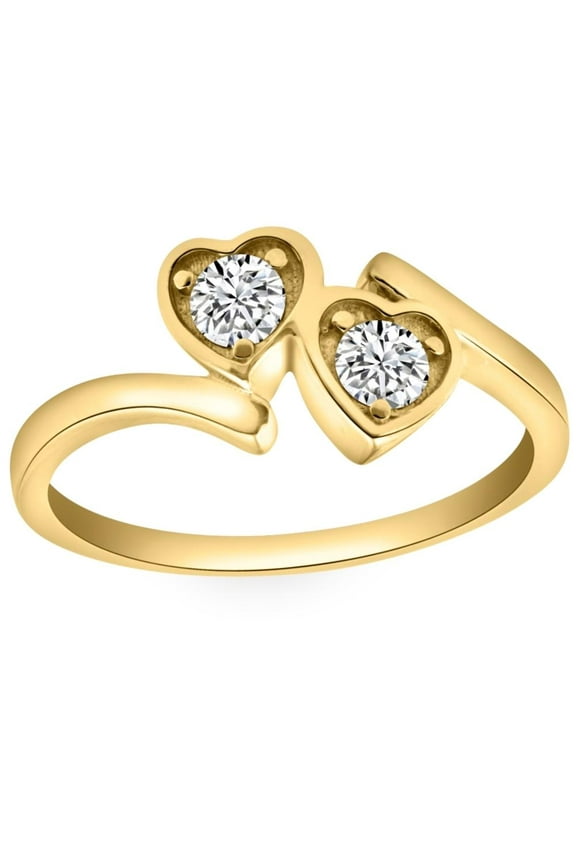 Pompeii 1/3CT Diamond Two Stone Forever Us Heart Ring in White, Yellow, or Rose Gold