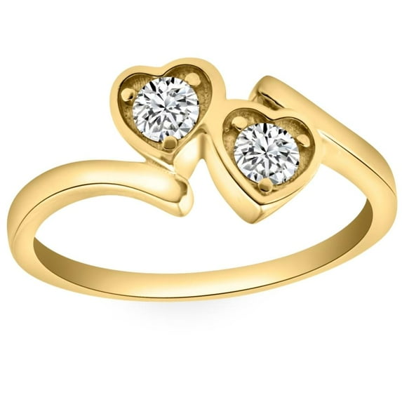 Pompeii 1/3CT Diamond Two Stone Forever Us Heart Ring in White, Yellow, or Rose Gold
