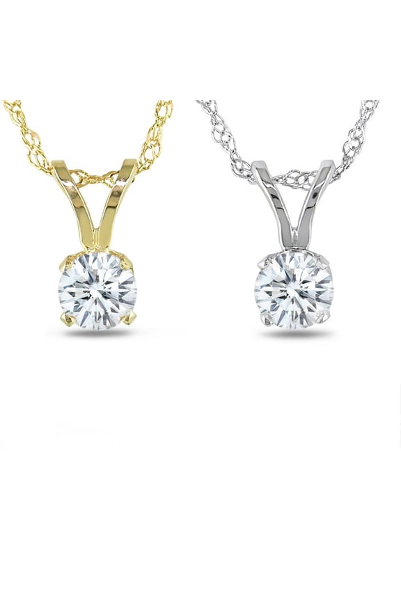 Pompeii 1/3CT IGI Natural Diamond Solitaire Pendant 14K White Gold (I-J,VS2-SI1)