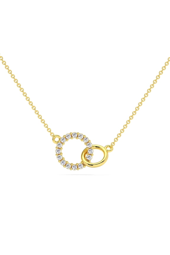 Pompeii 1/3Ct Mini Duet Circle Diamond Necklace 14k Gold Pendant Lab Grown 18"