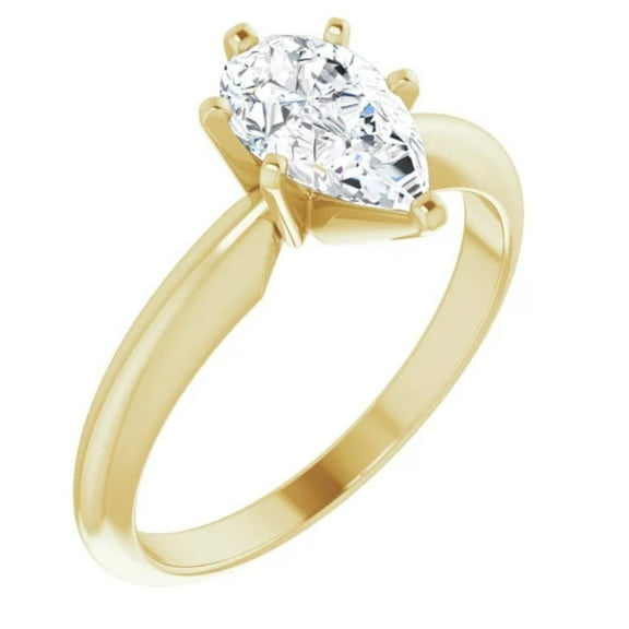Pompeii 1/3Ct Solitaire Pear Shape Diamond Engagement Ring in 14k White or Yellow Gold