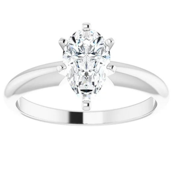 Pompeii 1/3Ct Solitaire Pear Shape Diamond Engagement Ring in 14k White or Yellow Gold