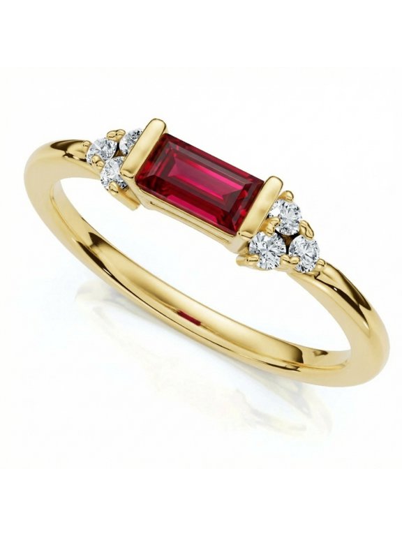 Pompeii 1/3Ct Thin Ruby Diamond Stackable Wedding Ring 14k Gold Lab Grown (,VS)