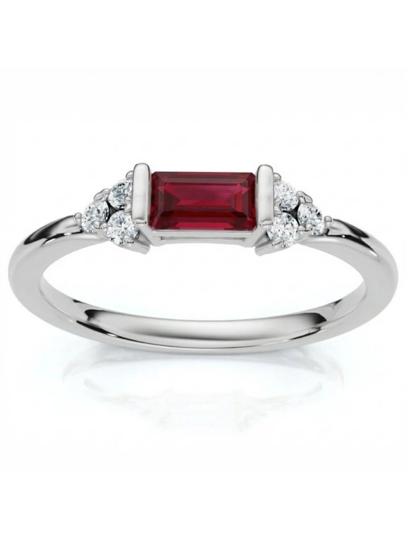 Pompeii 1/3Ct Thin Ruby Diamond Stackable Wedding Ring 14k Gold Lab Grown (,VS)