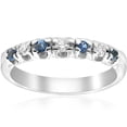 thumbnail image 1 of Pompeii 1/3ct Blue Sapphire & Diamond Wedding Ring Stackable Band White Gold 10k, 1 of 4