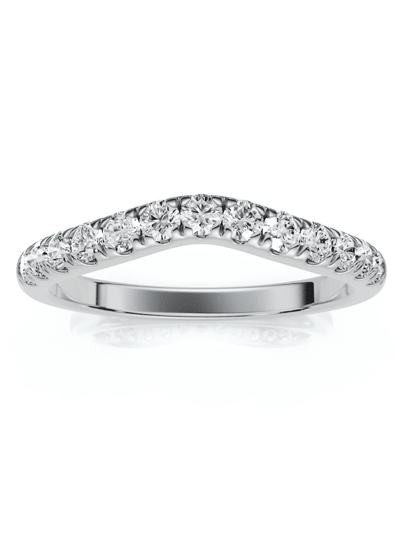 Pompeii 1/3ct Curved Diamond Wedding Guard Ring 14K White Gold (G,I1)