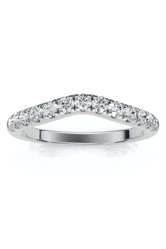 Pompeii 1/3ct Curved Diamond Wedding Guard Ring 14K White Gold (G,I1)