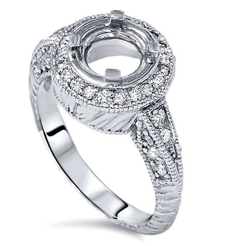 Pompeii 1/3ct Diamond Engagement Ring Setting Vintage 14K Ring (G/H,I1)