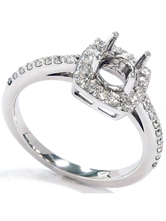 Pompeii 1/3ct Diamond Halo 14K White Gold Engagement Ring Setting (G/H,I1)