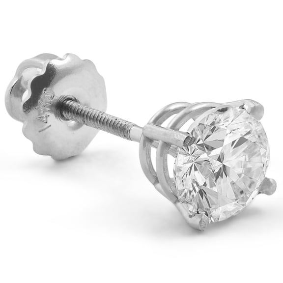 Pompeii 1/3ct Diamond Screw Back 14k White Gold Single Stud Earring (I1,G-H)